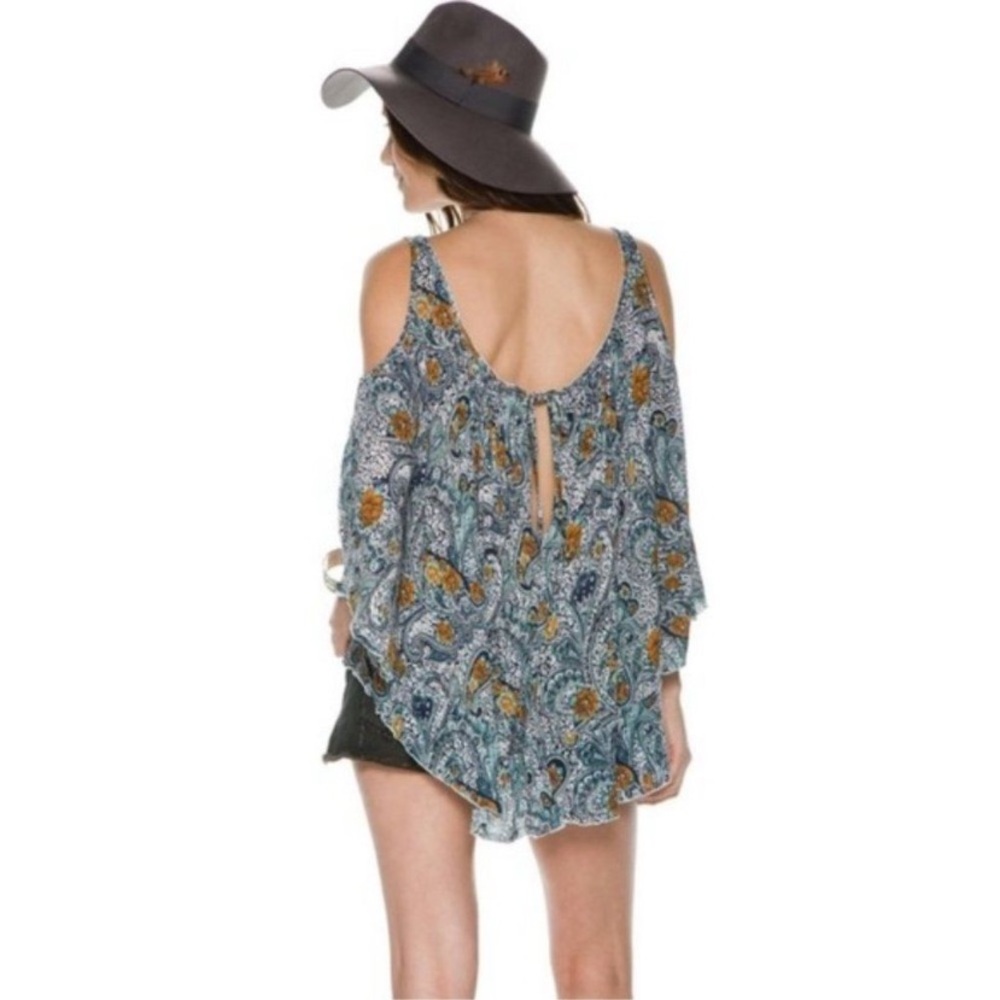 Free People Floral Paisley Cold Shoulder Blouse Top - Picture 8 of 14